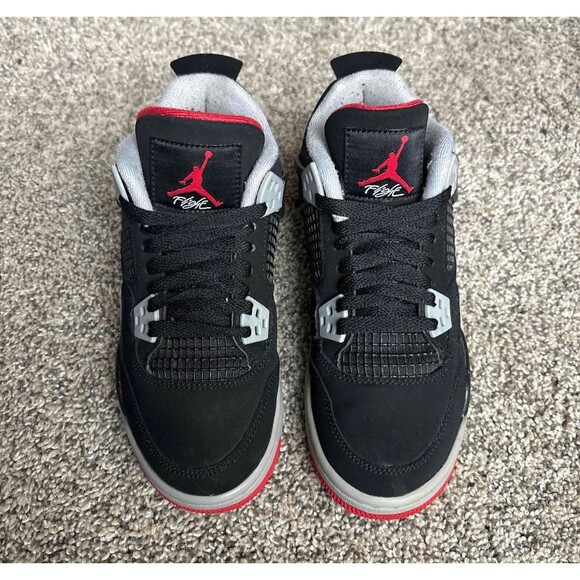 Nike Air Jordan 4 Retro Bred Size 4 Youth (Size 5.5 Women's) - Picture 3 of 7